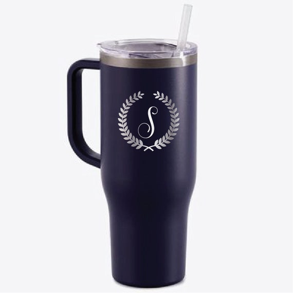 Logo Pinnacle Insulated Travel Tumblers with Straw (40 Oz.), Travel Mugs