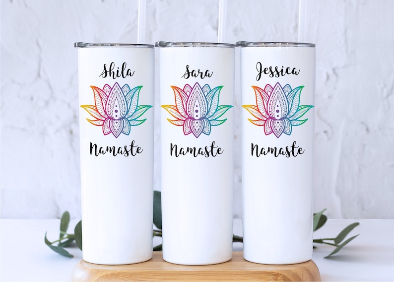 Personalized Yoga Tumbler: Lotus Namaste Gift image 2
