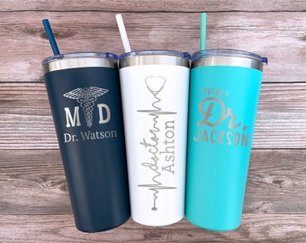 Doctor Gift, Personalized Doctor Tumbler, Stethoscope, Doctor Gift for Men, Doctor Thank You, Heartbeat, Future Doctor Gift, Laser Engraved