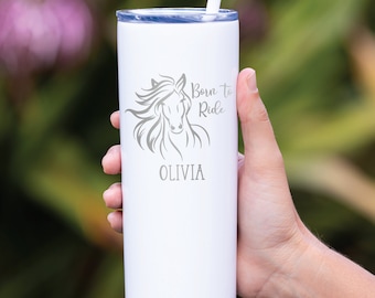 Personalized Horse Tumbler: Equestrian Gift for Horse Lovers