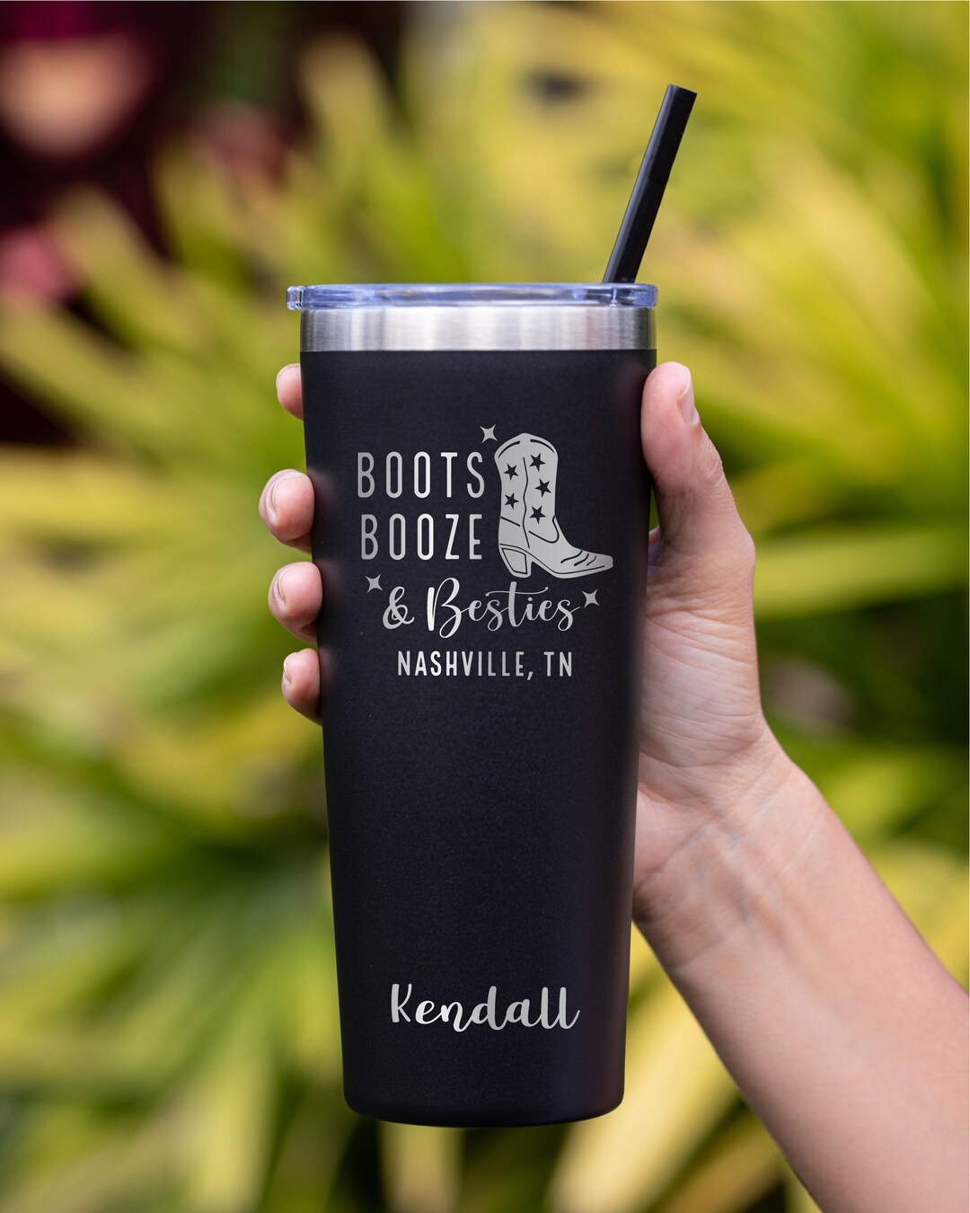 Personalized Girls Trip Tumbler: Boots, Booze, Besties - Laser Engraved ...
