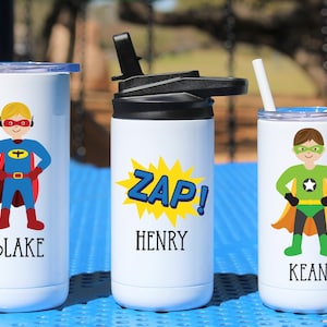 Superhero Water Bottle For Boy, Personalized Super Hero Tumbler, Superhero Gifts for Boys, School Water Bottle, Hero Tumbler for Kids