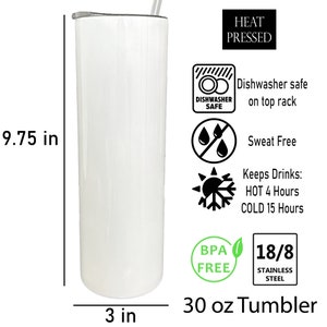 Pode incluir: Um copo de a&ccedil;o inoxid&aacute;vel branco de 30 on&ccedil;as com tampa e canudo. O copo mede 9,75 polegadas de altura e 3 polegadas de largura. &Eacute; lav&aacute;vel na lava-lou&ccedil;as, livre de suor e mant&eacute;m as bebidas quentes por 4 horas e frias por 15 horas.