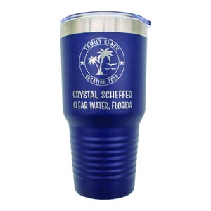 Personalized Family Beach Vacation Tumbler: Engraved Stainless Steel, BPA-Free