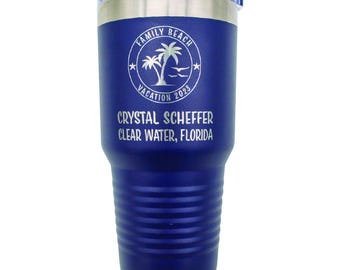 Personalized Family Beach Vacation Tumbler: Engraved Stainless Steel, BPA-Free