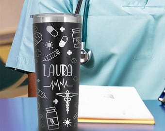Personalized Nurse Tumbler, Lead-Free Mug, Gifts for Nurse, Nurse Gifts, Nurse Appreciation Gift, Gift for Doctor, skinny tumbler