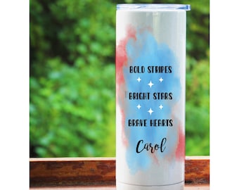 Personalized Independence Day Tumbler: Red White & Blue 20oz Stainless Steel