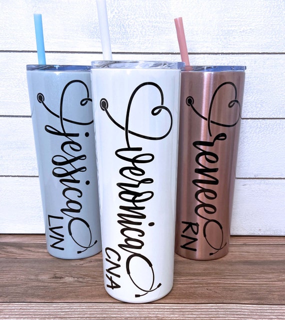 Pretty Tumbler, Pink and Silver Glitter Skinny Steel Tumbler With Straw,  Gift for Her, Mother's Day Gift, Teacher Gift, Nurse Gift, Cute Cup 