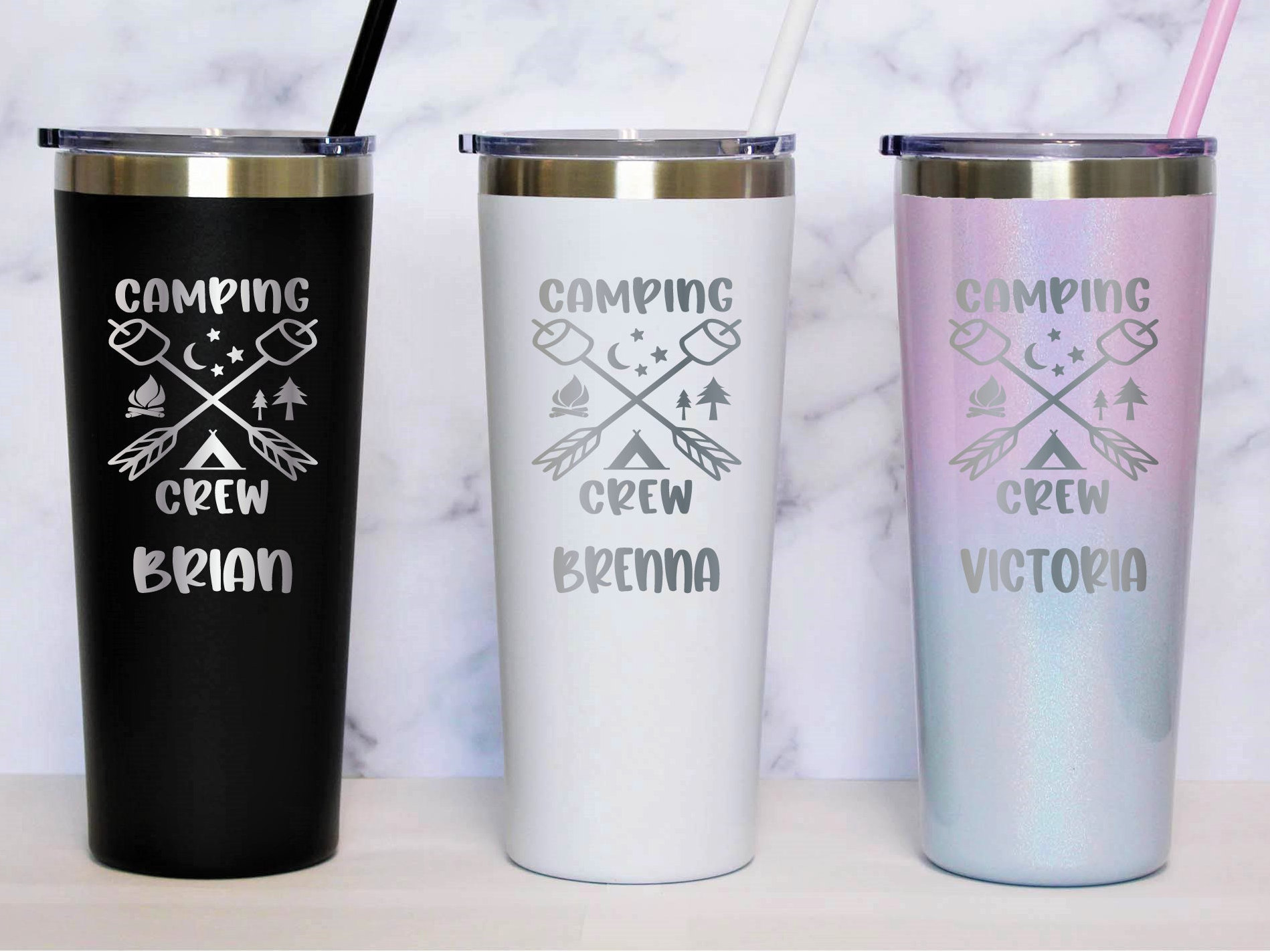 Personalized Camping Tumbler: Laser Engraved Stainless Steel
