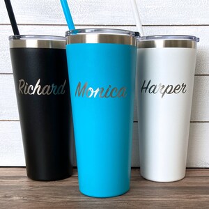 Personalized Tumbler, Custom Tumbler with Straw, Laser Engraved Tumbler, Bridesmaid, Teacher Gift, Mother&#39;s Day Gift, Gifts for Him