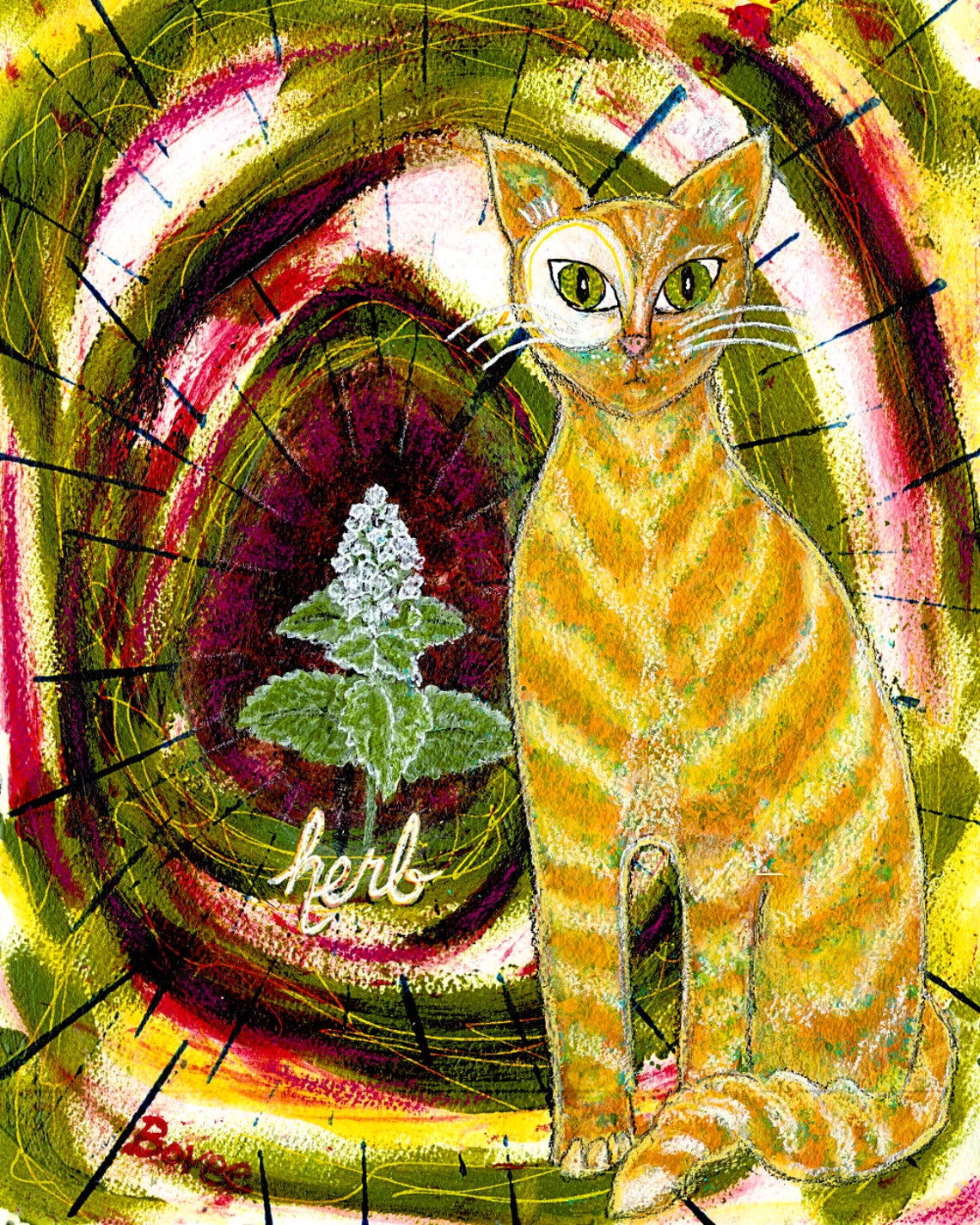 Cat Catnip 8x10 Fine Art Print Cat Lover Decor Catnip Herb Etsy