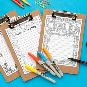 Articoli di cancelleria per la festa del papà: 3 carte intestate stampabili da colorare e inviare a papà / Modello di carta intestata PDF stampabile per adulti e bambini