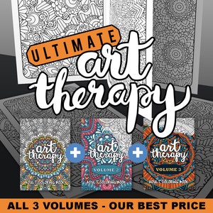 Adult Coloring Book - Ultimate Art Therapy BUNDLE - 60 adult coloring pages - Printable PDF E-Book, digital download, grown up coloring book