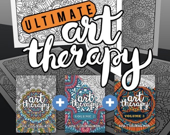 Adult Coloring Book - Ultimate Art Therapy BUNDLE - 60 adult coloring pages - Printable PDF E-Book, digital download, grown up coloring book