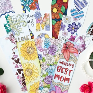 Mother&#39;s Day Bookmarks – 12 Printable Bookmarks for Mom (or Mum) | mom bookmark, mom coloring bookmarks, diy mothers day gift idea, template