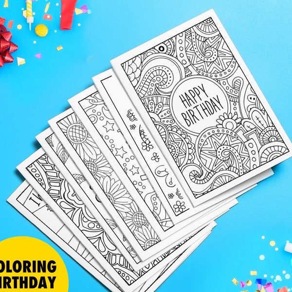 Birthday Cards | 8 Printable Mother's Day card templates, coloring cards, mom printable card, mothers day gift, coloring page cards PDF