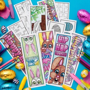 Easter Coloring Bookmarks Set of 12 Printable Bookmarks to color and make for Easter Printable PDF coloring template for adults and kids image 1