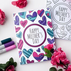 Printbare kleurkaart voor Moederdag – Een printbare wenskaart om in te kleuren voor Moederdag | Afdrukbare PDF-moederdagkaartsjabloon