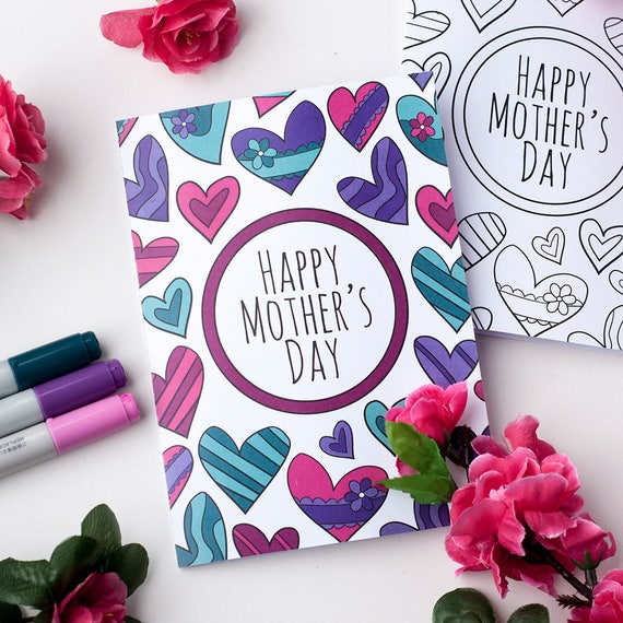 Mother's Day Printable Coloring Card  A Printable