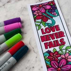 Love Coloring Bookmarks – Set of 12 Printable Bookmarks to color and make for a Valentine's Day Gift | Printable PDF adult coloring template image 3
