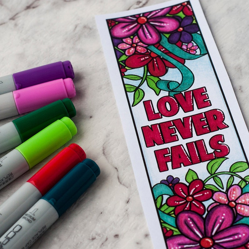 Love Coloring Bookmarks Set of 12 Printable Bookmarks to Etsy UK