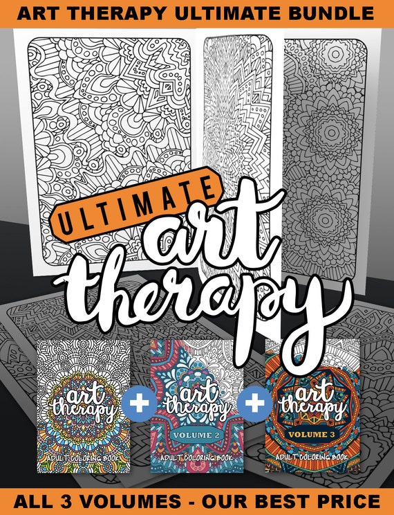 Adult Coloring Book Ultimate Art Therapy BUNDLE 60 Adult Coloring Pages  Printable PDF E-book, Digital Download, Grown up Coloring Book 