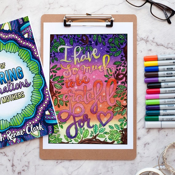 Postpartum Coloring Book | A Year of Coloring Affirmations for New Mothers: Printable Adult Coloring Book for Moms | Positive Mom Quotes PPD