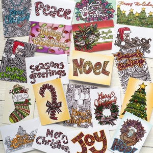 Da colorare cartoline di Natale | 20 DIY stampabili cartoline di Natale da colorare! | 2 formati di schede di coloritura: 5 x 7" e 8.5x5.5" PDF stampabile