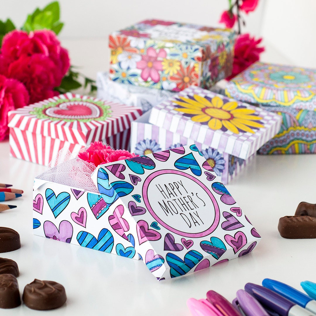 Mother's Day Gift Box Templates 6 Pack 6 Printable PDF Etsy