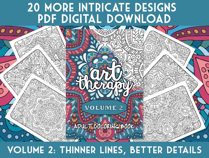 Adult Coloring Book Art Therapy Volume 3 Printable Coloring Book Digital  Download, Print & Color 20 Grown-up Coloring Page Patterns 