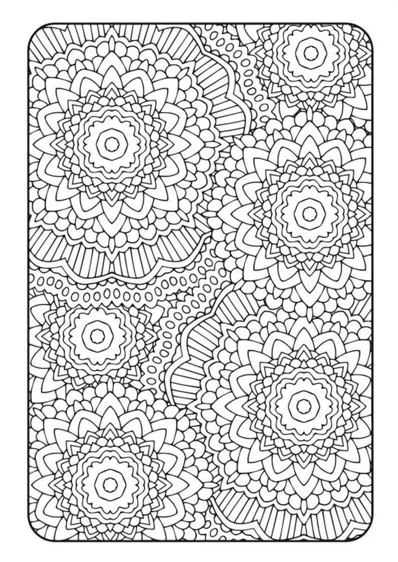 Adult Coloring Book Art Therapy Volume 3 Printable Coloring Book digital download, print & color 20 grown-up coloring page patterns image 4