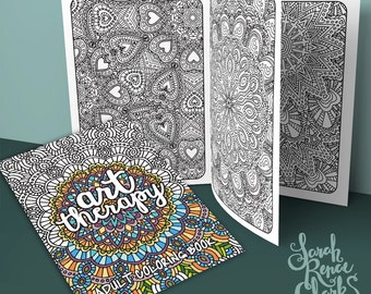 Art Therapy - Printable Adult Coloring Book | Downloadable PDF | 20 coloring pages for adults with bold lines and intricate patterns