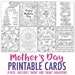 Mother's Day Coloring Cards | 8 Printable Mother's Day card templates, coloring cards, mom printable card, mothers day gift, coloring page 