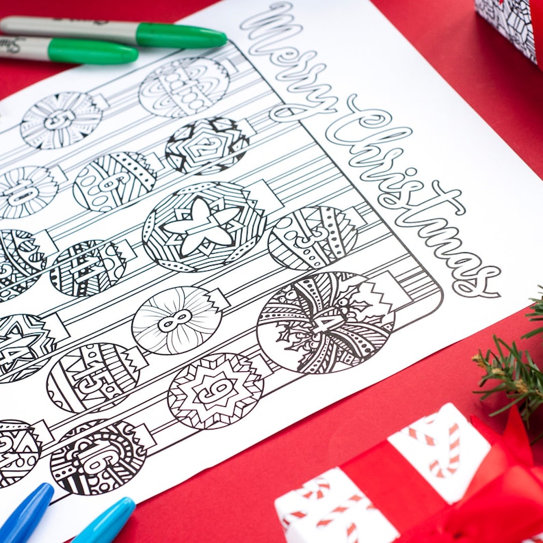 Christmas Coloring Advent Calendar Printable 8.5x11 PDF | Etsy