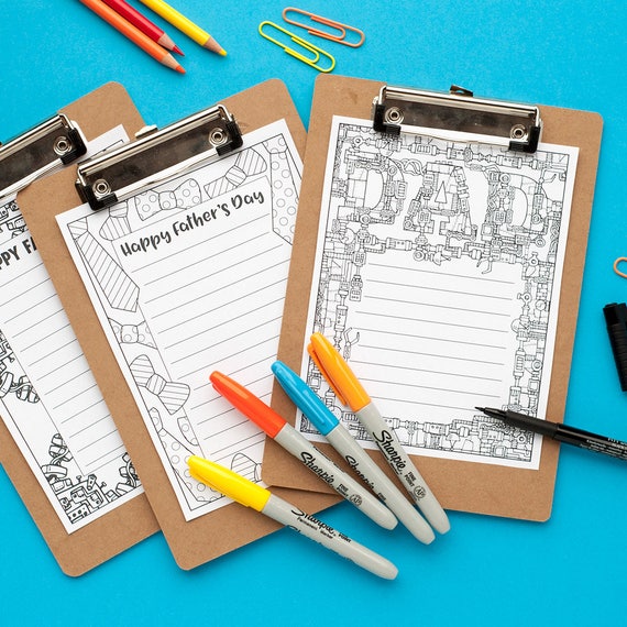 Father's Day Stationery 3 Printable Letterheads to Color | Etsy