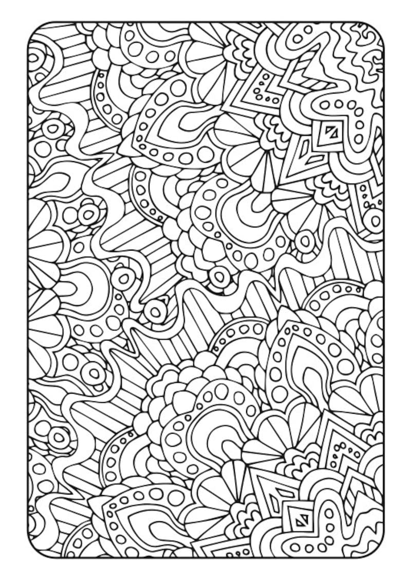 Adult Coloring Book Art Therapy Volume 3 Printable Coloring Book digital download, print & color 20 grown-up coloring page patterns image 3