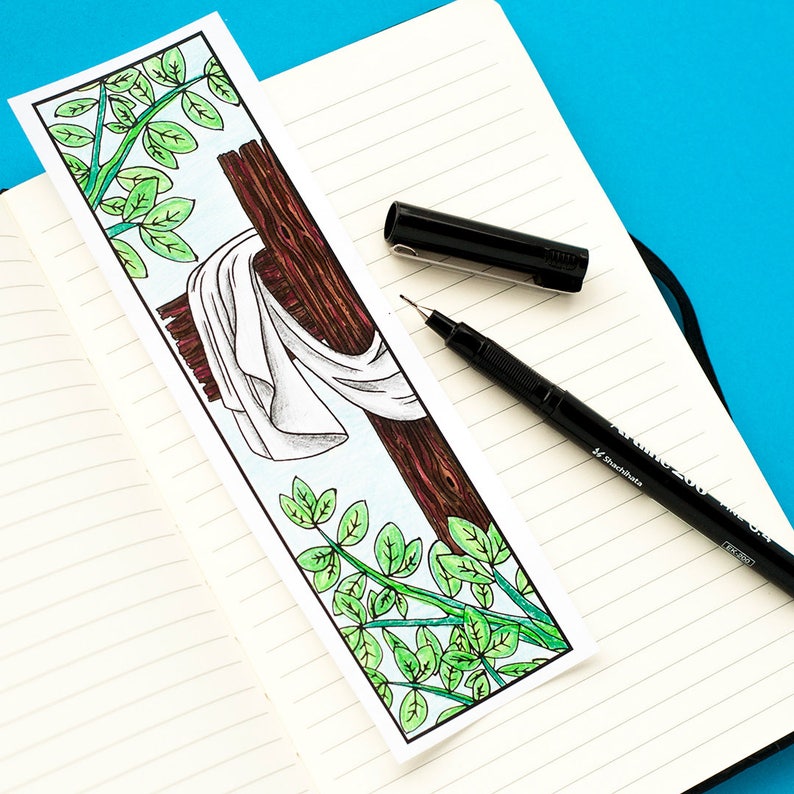 Easter Coloring Bookmarks Set of 12 Printable Bookmarks to color and make for Easter Printable PDF coloring template for adults and kids image 3