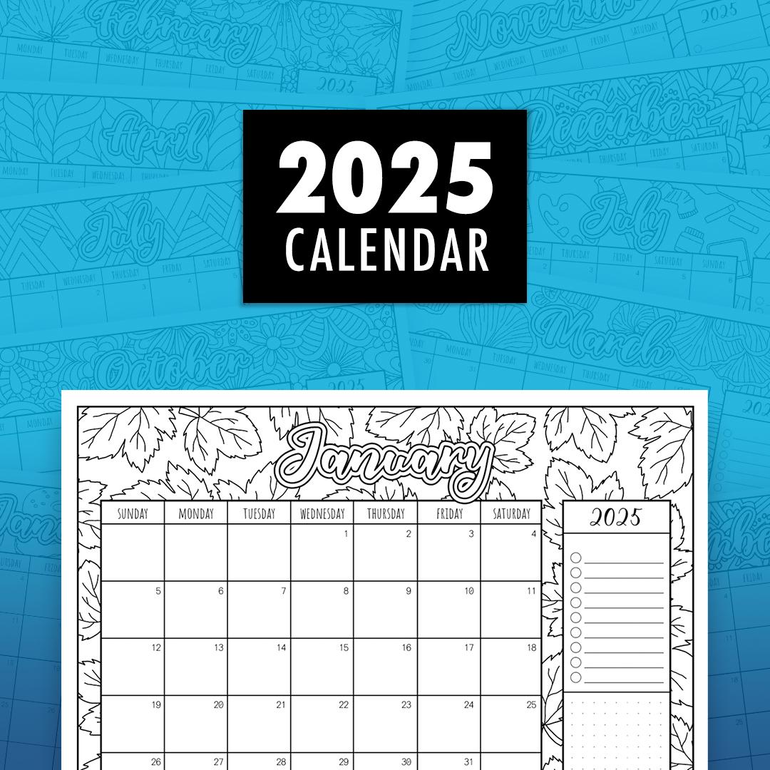 2025 Colouring Calendar (colouring Calendar PDF, 2025 Monthly Calendar ...