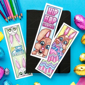 Easter Coloring Bookmarks Set of 12 Printable Bookmarks to color and make for Easter Printable PDF coloring template for adults and kids image 2