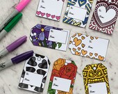 DIY Gift Tags – Set of 8 printable gift tags to color and make for a Mother's Day or Valentine's Day Gift | DIY Printable PDF craft template