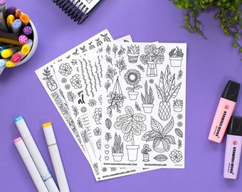 Plant Addict Coloring Stickers (Printable + Digital Only)