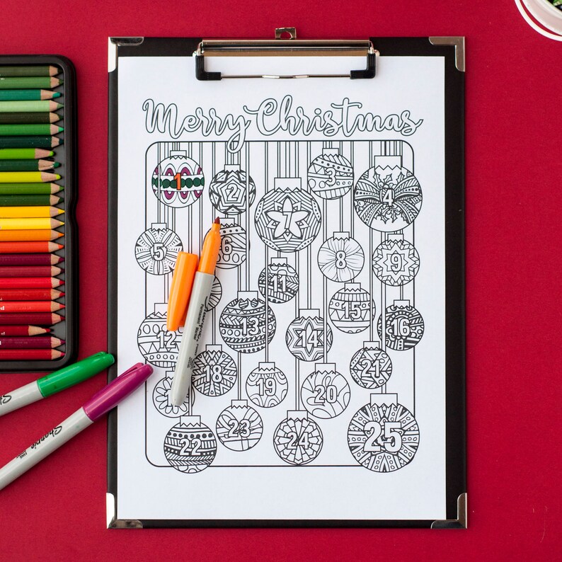 Christmas Coloring Advent Calendar Printable 8.5x11 PDF | Etsy