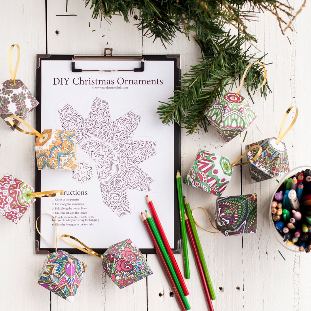 christmas ornament vorlage | set von 10 printable malvorlagen diy ornament vorlagen, um ihren weihnachtsbaum zu schmücken! bastelidee für weihnachten