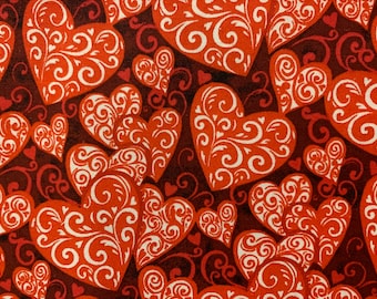 BTY* QUILTING TREASURES LOVE BUGS SCROLL HEART FABRIC VALENTINE/'S DAY ROMANTIC
