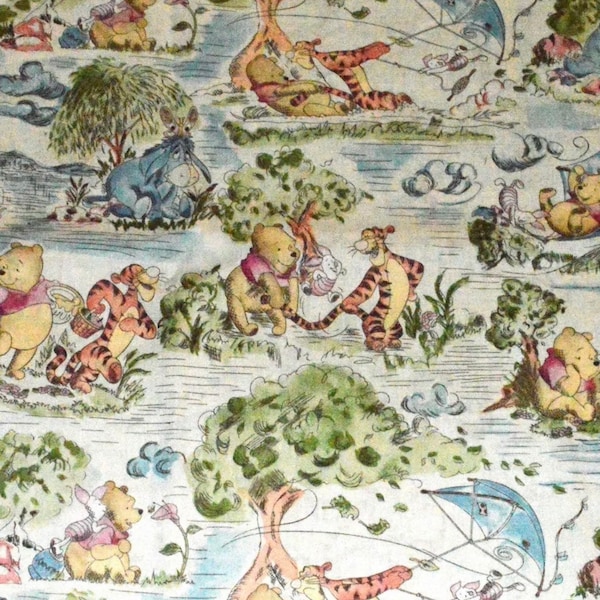 Disney Winnie the Pooh Blustery Day Fabric featuring Winnie the Pooh, Piglet, Tigger, Disney fabric, pooh bear, Licensed fabric
