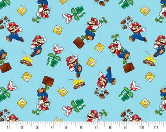 Nintendo Mario fabric, Nintendo Fabric, Mario Bros fabric, Character fabric, licensed fabric, gamer fabric