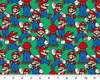 Nintendo Mario Character fabric, Nintendo Fabric, Mario Bros fabric, licensed fabric, gamer fabric
