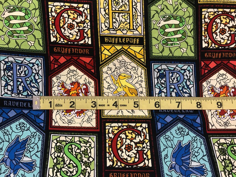 Harry Potter Stained Glass Houses Fabric Movie Fabric - Etsy