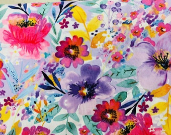 BUSY Polycotton Fabric FLORAL Purple Flowers Material Crafts METRE & HALF METRE BUSY Polycotton Fabric FLORAL Purple Flowers Material Crafts METRE & HALF METRE