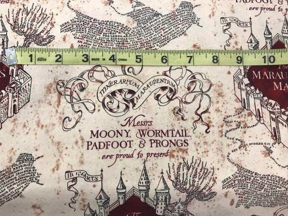 Harry Potter The Marauder S Map Fabric Moony Wormtail Etsy